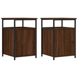 Berkfield Home Durable Bedside Cabinets 2 pcs Brown Oak 40x42x60 cm Engineered Wood - Size: 40 x 42 x 60 cm - thumbnail 3