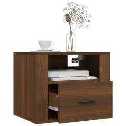 Berkfield Home Wall-mounted Bedside Cabinets 2 pcs Brown Oak 50x36x40 cm - Size: 50 x 36 x 40 cm - thumbnail 4