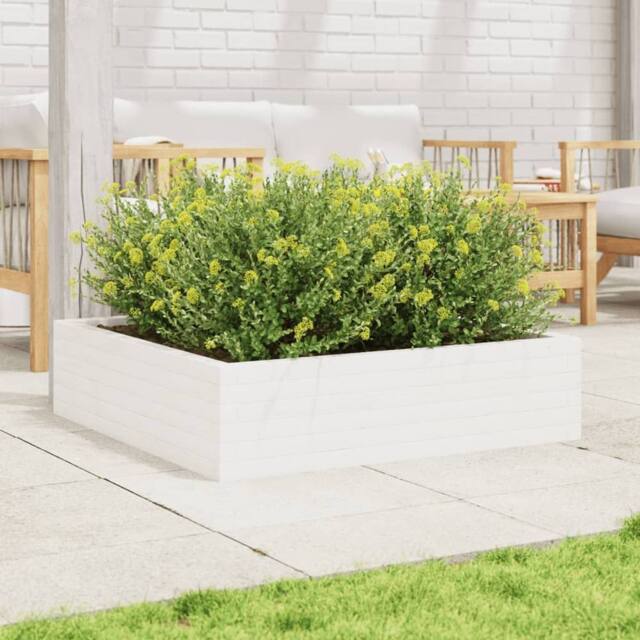 Berkfield Home Decorative Garden Planter White 90x90x23 cm Solid Wood Pine - Size: 90 x 90 x 23 cm - image 1