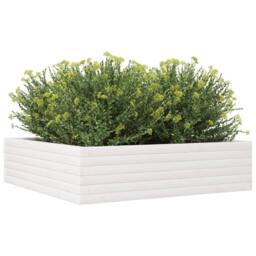 Berkfield Home Decorative Garden Planter White 90x90x23 cm Solid Wood Pine - Size: 90 x 90 x 23 cm - thumbnail 4