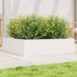 Berkfield Home Decorative Garden Planter White 90x90x23 cm Solid Wood Pine - Size: 90 x 90 x 23 cm - thumbnail 2