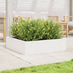 Berkfield Home Decorative Garden Planter White 90x90x23 cm Solid Wood Pine - Size: 90 x 90 x 23 cm - thumbnail 1