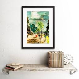 "Artery8 Painting Clifton Bridge Bristol UK Brunel 12x16"" Framed Wall Art Print in Blue - Size: W12"" x H16""" - thumbnail 2