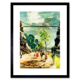 "Artery8 Painting Clifton Bridge Bristol UK Brunel 12x16"" Framed Wall Art Print in Blue - Size: W12"" x H16""" - thumbnail 1
