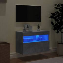 Berkfield Home TV Wall Cabinet with LED Lights Concrete Grey 60x30x40 cm - Size: 60 x 30 x 40 cm - thumbnail 4