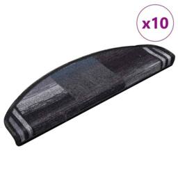 Berkfield Home Stair Mats Self-adhesive 10 pcs 65x21x4 cm Black & Grey - Size: Medium - thumbnail 1