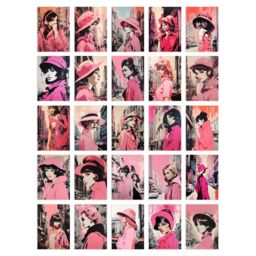 "Artery8 Wall Art Print 50 Pcs Vintage Paris Chic Pink Aesthetic Collage Kit Women Fashion s A6 Set Pack 15x10 cm (6x4"") Bedroom Decor Student Teen" - thumbnail 1