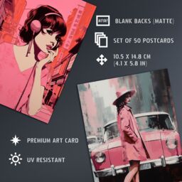 "Artery8 Wall Art Print 50 Pcs Vintage Paris Chic Pink Aesthetic Collage Kit Women Fashion s A6 Set Pack 15x10 cm (6x4"") Bedroom Decor Student Teen" - thumbnail 5