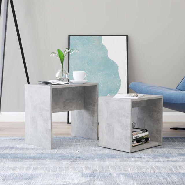 Berkfield Home Coffee Table Set Concrete Grey 48x30x45 cm Engineered Wood - Size: 48 x 30 x 45 cm - image 1