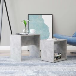Berkfield Home Coffee Table Set Concrete Grey 48x30x45 cm Engineered Wood - Size: 48 x 30 x 45 cm - thumbnail 1