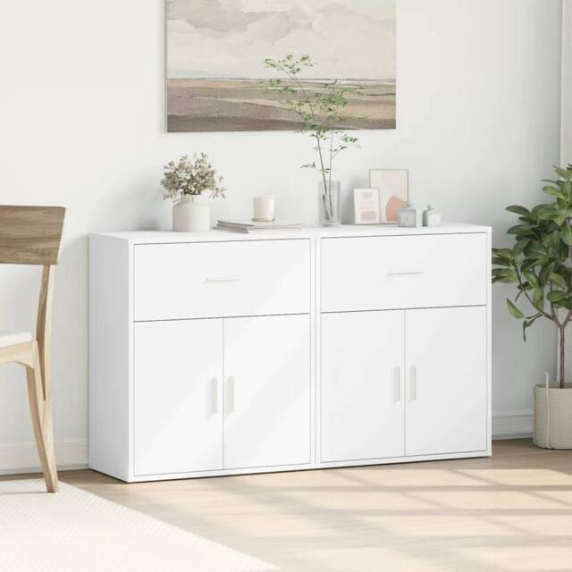 Berkfield Home Sideboards 2 pcs White 60x31x70 cm Engineered Wood - Size: 60 x 31 x 70 cm - image 1