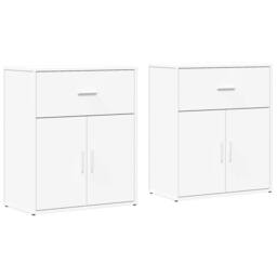 Berkfield Home Sideboards 2 pcs White 60x31x70 cm Engineered Wood - Size: 60 x 31 x 70 cm - thumbnail 3