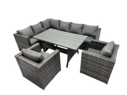 Fimous Outdoor PE Rattan Sofa Set with with 2 Chairs in Dark Grey - thumbnail 1