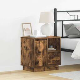 Berkfield Home Bedside Cabinet with LED Lights Smoked Oak 50x34, 5x50 cm in Brown - thumbnail 2