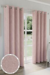 Enhanced Living 'Austin' Blush 100% Blackout, Thermal, Linen Look Pair of Eyelet Curtains in Pink - Size: 168 cm width x 183 cm drop
