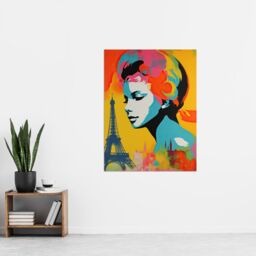 "Artery8 Wall Art Print I Left My Heart In Paris Vibrant Painting Retro Woman Portrait With Eiffel Tower Cityscape Poster - Size: W18"" x H24""" - thumbnail 4