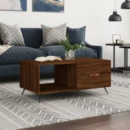 Berkfield Home Decorative Coffee Table Brown Oak 90x50x40 cm Engineered Wood - Size: 90 x 50 x 40 cm - thumbnail 2
