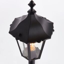 Loops 2 PACK Outdoor Lamp Post Lantern Bollard Light Matt Black & Glass 1m Tall LED - thumbnail 4