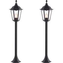 Loops 2 PACK Outdoor Lamp Post Lantern Bollard Light Matt Black & Glass 1m Tall LED