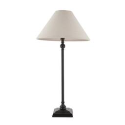 Netlighting Lille Table Lamp Round Tapered Shade Matt Black & Faux Linen B22 - thumbnail 6