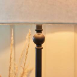 Netlighting Lille Table Lamp Round Tapered Shade Matt Black & Faux Linen B22 - thumbnail 4