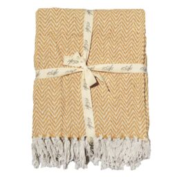 Allure Bath Fashions Chevron Herringbone Sofa Throw Blanket - 100% Cotton in Mustard - Size: 150 cm x 200 cm - thumbnail 2