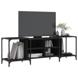 Berkfield Home TV Cabinet Black 153x37x50 cm Engineered Wood - Size: 153 x 37 x 50 cm - thumbnail 1