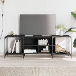 Berkfield Home TV Cabinet Black 153x37x50 cm Engineered Wood - Size: 153 x 37 x 50 cm - thumbnail 2