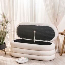 Nordlys Scandinavian Design Bench with Storage in White - thumbnail 3
