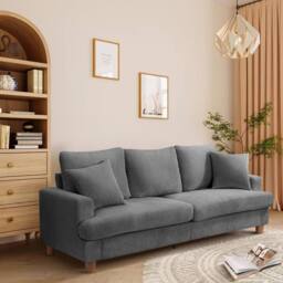 Dprodo Deep 3 Seat Sofa, 220cm Mid Century Modern Couches in Grey - thumbnail 9