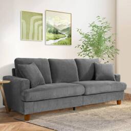Dprodo Deep 3 Seat Sofa, 220cm Mid Century Modern Couches in Grey