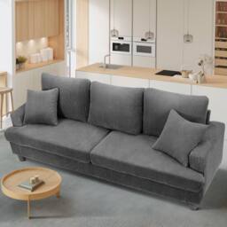 Dprodo Deep 3 Seat Sofa, 220cm Mid Century Modern Couches in Grey - thumbnail 8