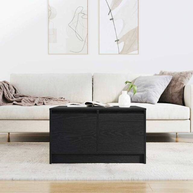 Berkfield Home Decorative Coffee Table with Drawers Black Oak 70.5x70x40 cm - image 1