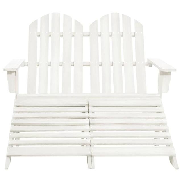 Berkfield Home 2-Seater Garden Adirondack Chair&Ottoman Fir Wood White - image 1