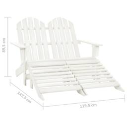 Berkfield Home 2-Seater Garden Adirondack Chair&Ottoman Fir Wood White - thumbnail 8