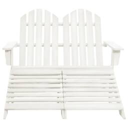 Berkfield Home 2-Seater Garden Adirondack Chair&Ottoman Fir Wood White - thumbnail 1