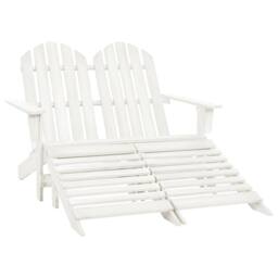 Berkfield Home 2-Seater Garden Adirondack Chair&Ottoman Fir Wood White - thumbnail 2