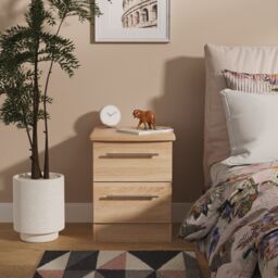 Ready Assembled 2 U Carlton 2 Drawer Bedside Cabinet (Ready Assembled) in Light Oak - Size: Small - thumbnail 1