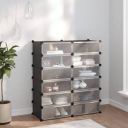 Berkfield Home Shoe Rack Black 94.5x36.5x106 cm PP - thumbnail 2