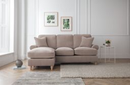The Great Sofa Company Ezra Left Hand Velvet Chaise Sofa - Scroll Arm in Taupe - Size: Medium - thumbnail 1