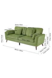 Living and Home 2-Seater Chenille Upholstered Sofa with Pillows in Green - thumbnail 2