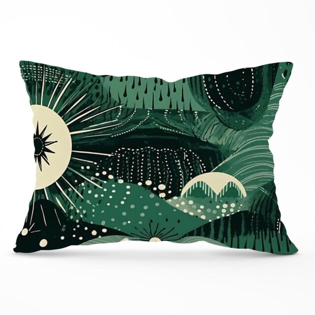 Warren Reed - Designer Abstract Green Moon Cushions - Size: 60 cm x 60 cm - image 1