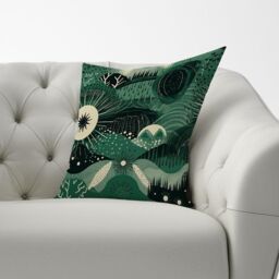 Warren Reed - Designer Abstract Green Moon Cushions - Size: 60 cm x 60 cm - thumbnail 3