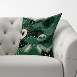 Warren Reed - Designer Abstract Green Moon Cushions - Size: 60 cm x 60 cm - thumbnail 2