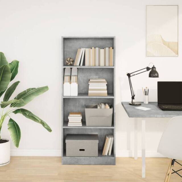 Berkfield Home Decorative Bookcase Concrete Grey 60x24x143 cm Engineered Wood - Size: 60 x 24 x 143 cm - image 1