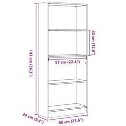 Berkfield Home Decorative Bookcase Concrete Grey 60x24x143 cm Engineered Wood - Size: 60 x 24 x 143 cm - thumbnail 9