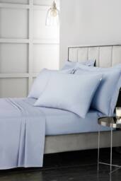 Bianca 400 Thread Count Cotton Sateen 36cm Depth Sheet in Blue - Size: Single Fitted - thumbnail 3