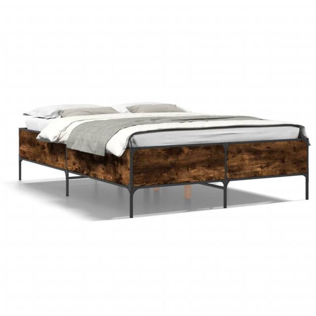 Berkfield Home Bed Frame without Mattress Smoked Oak 120x200 cm in Brown - Size: Small Double - image 1