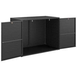 Berkfield Home Garden Storage Cabinet Black 100x55.5x80 cm Poly Rattan - thumbnail 3