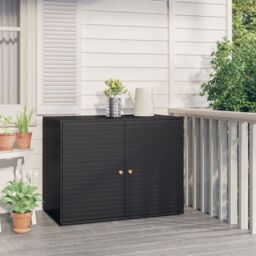 Berkfield Home Garden Storage Cabinet Black 100x55.5x80 cm Poly Rattan